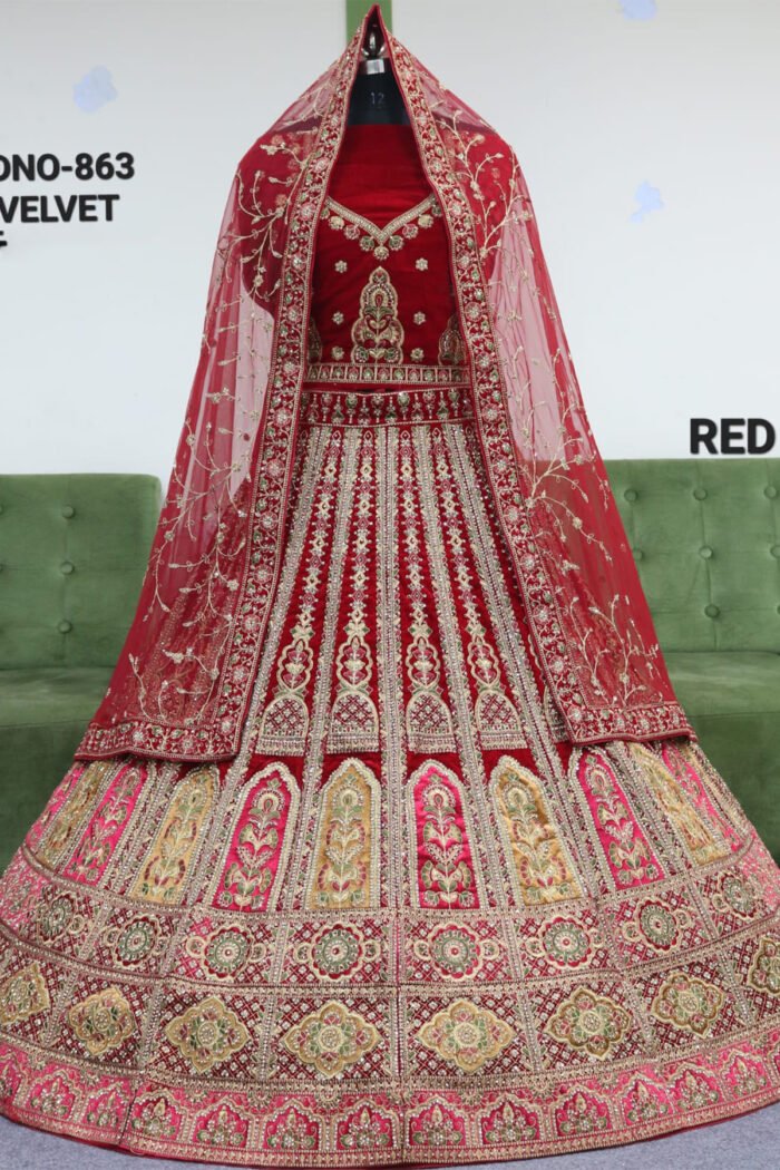 Red Velvet 12 Kali Bridal Heavy Lehenga Collection - Image 3