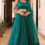 Sequins Work Embroidery Lehenga With Pearl Work