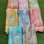 Wholesale Moss Satin Patta Printed Sarees