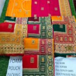 Vichitra Blooming Saree with Heavy Embroidery & Contrast Blouse