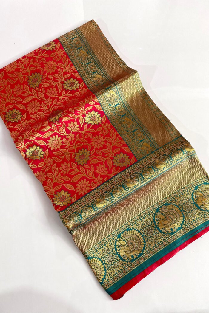 Pure Soft Silk Saree With Jaal Design Collection - Image 5