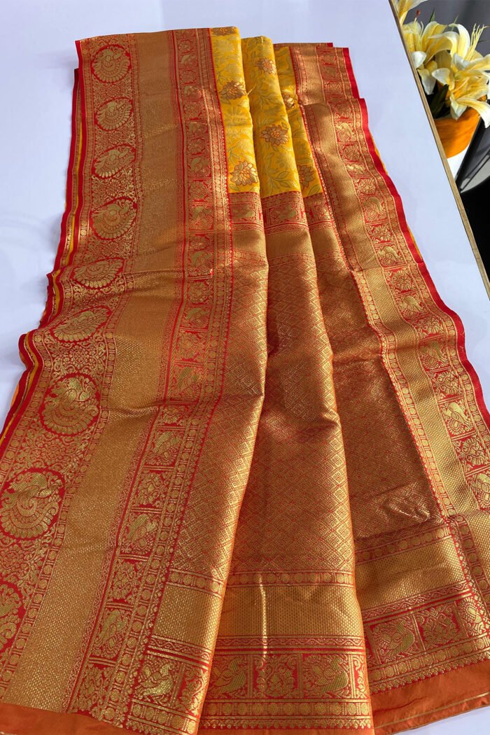 Pure Soft Silk Saree With Jaal Design Collection - Image 7