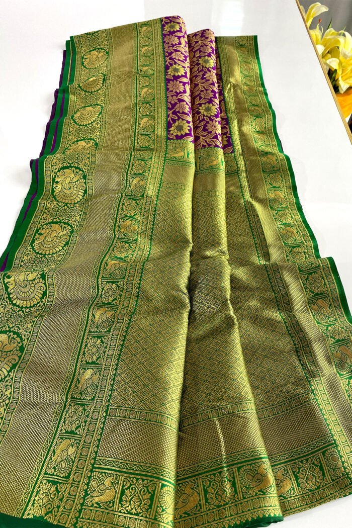 Pure Soft Silk Saree With Jaal Design Collection - Image 2