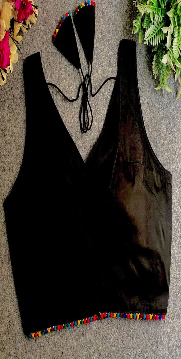 Banarasi Silk Plain Colourful Moti Work Lace Blouse Collection - Image 14