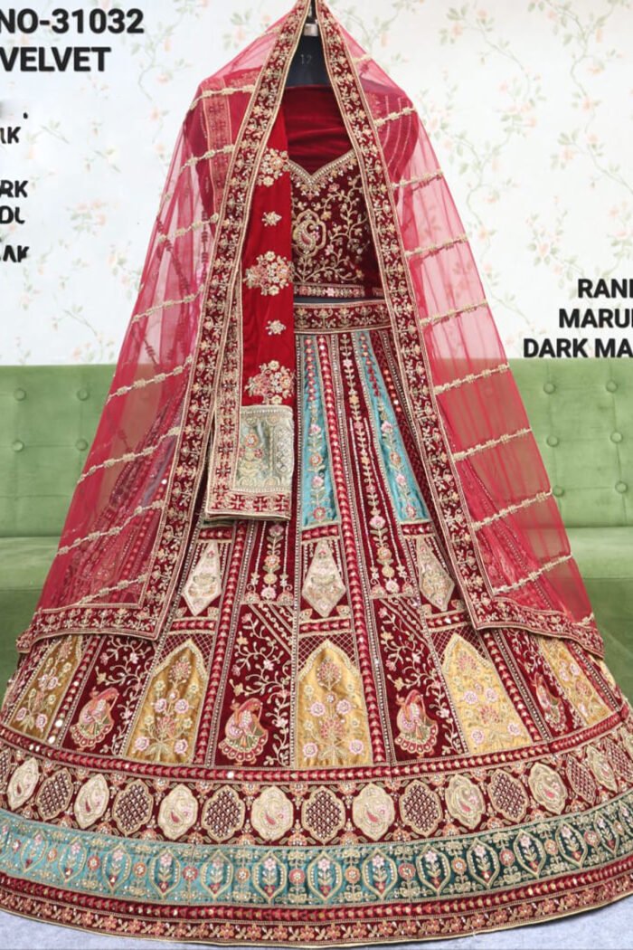 Bridal Designer Double Dupatta Mirror Work Lehenga Collection - Image 6