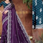 Designer Crunchy C Pallu Saree with Heavy Embroidered Blouse