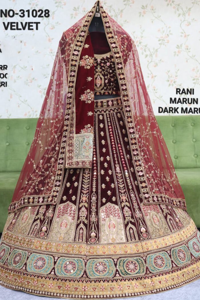 Bridal Designer Double Dupatta Mirror Work Lehenga Collection - Image 5