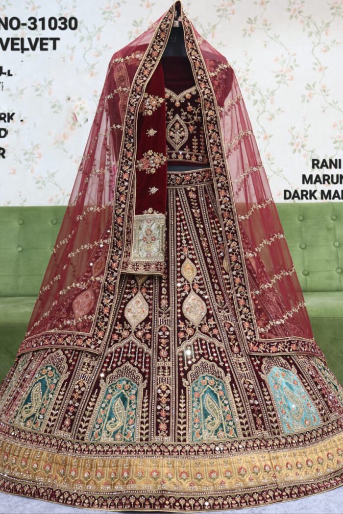 Bridal Designer Double Dupatta Mirror Work Lehenga Collection - Image 4