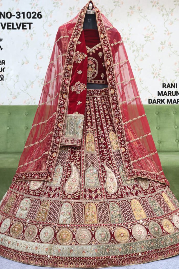 Bridal Designer Double Dupatta Mirror Work Lehenga Collection - Image 2