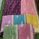 Wholesale Chocolate Silk Saree With Thread & Swarovski Work
