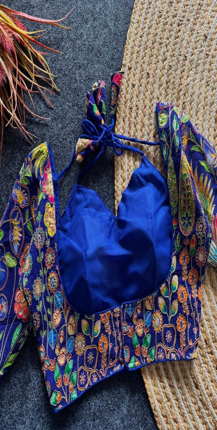 Beautiful Flower Print All Over Blouse With Embroidery Work - Image 4