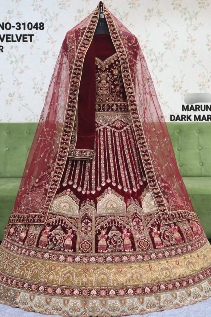 Bridal Designer Double Dupatta Mirror Work Lehenga Collection - Image 3