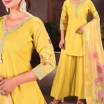 Premium Roman Silk Sharara Suit Dupatta Set for Women