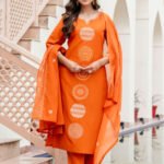 Casual Cotton Printed Kurti Dupatta Pant Set