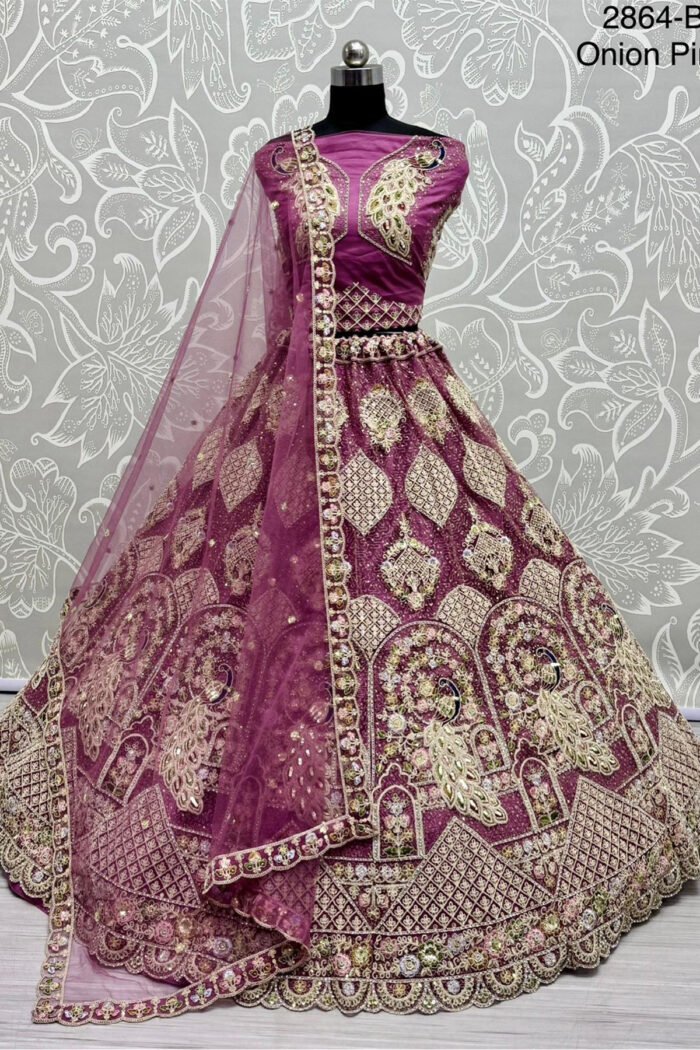 Dori Embroidery Peacock Pattern With Sequins Work Designer Partywear Lehenga choli - Image 4