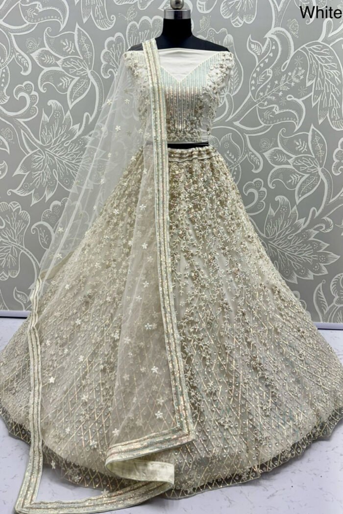 Heavy Net Zari Embroidery Multi Thread Work Lehenga Choli - Image 3