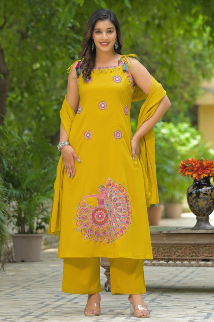 Pure Cotton Suit With Fine Thread Embroidery Work - Image 3