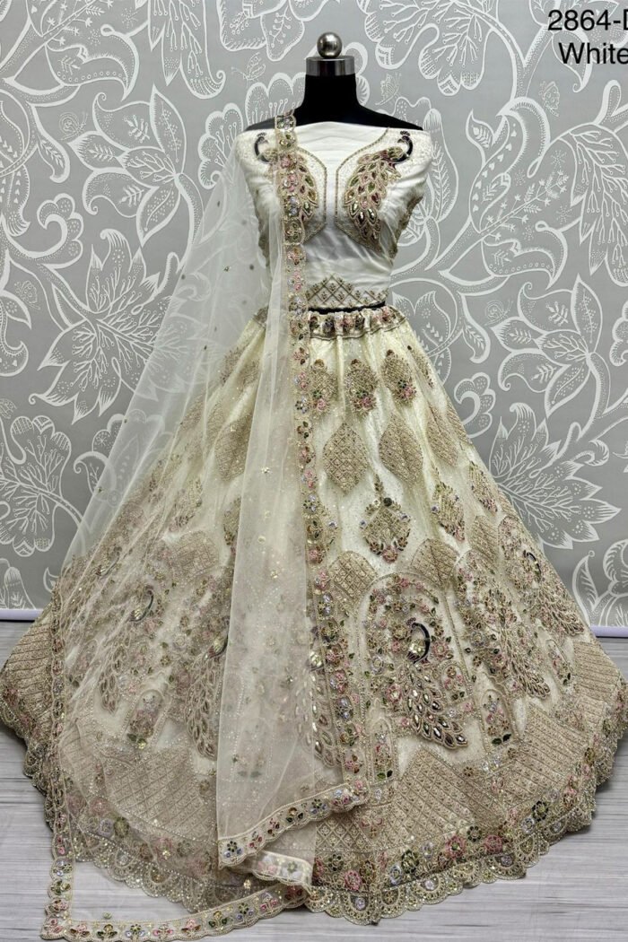 Dori Embroidery Peacock Pattern With Sequins Work Designer Partywear Lehenga choli - Image 3