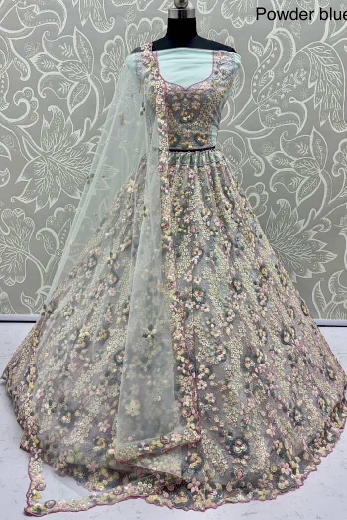 Net Embroidery Flower Pattern Work Lehenga Choli - Image 2