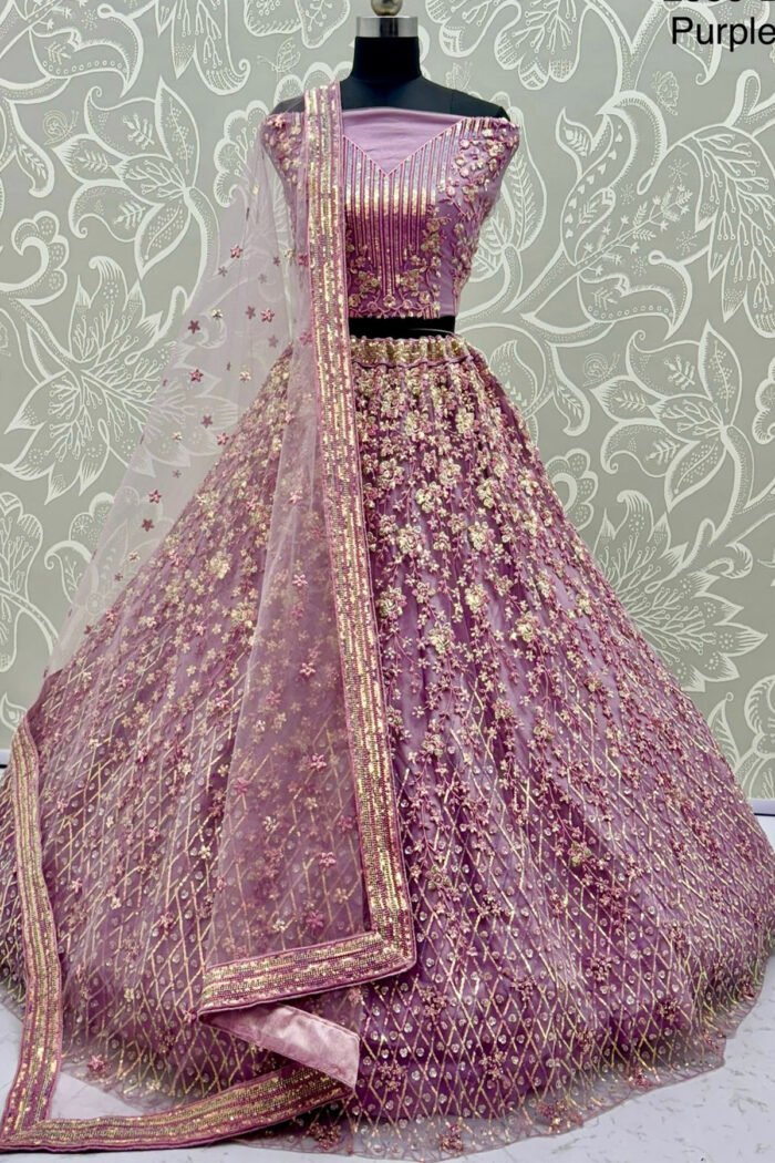 Heavy Net Zari Embroidery Multi Thread Work Lehenga Choli - Image 2