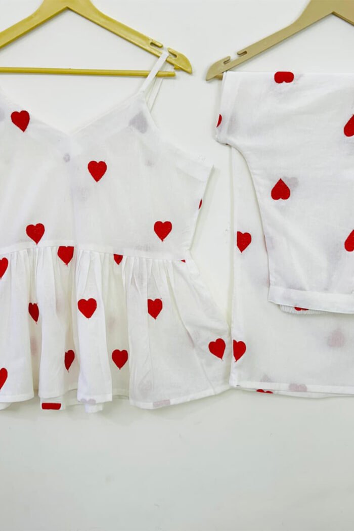 White & Black Solid Embroidery Work Co-ord Set - Image 2