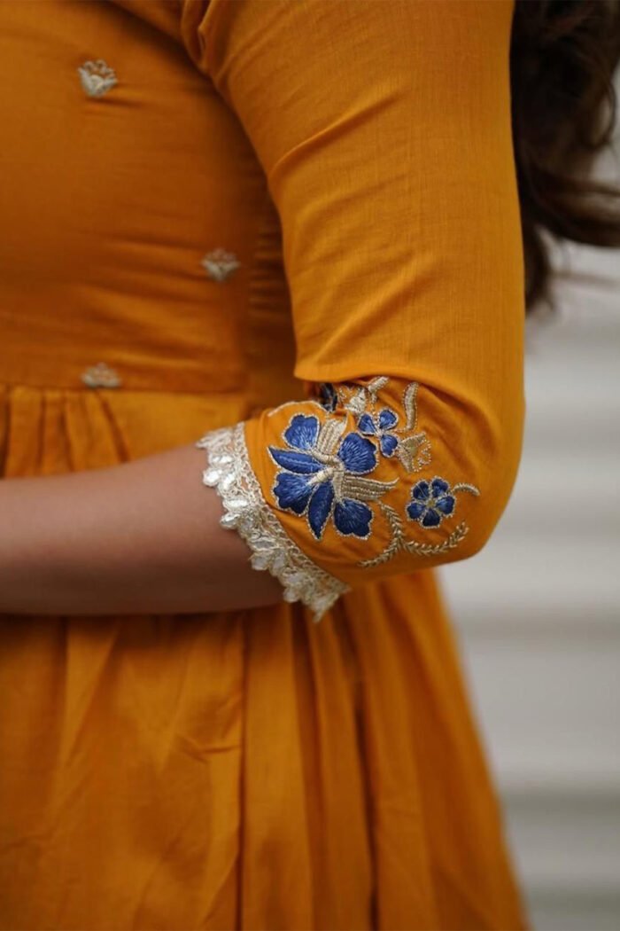 Beautiful Floral Embroidery Work Kurti Dupatta Set - Image 4