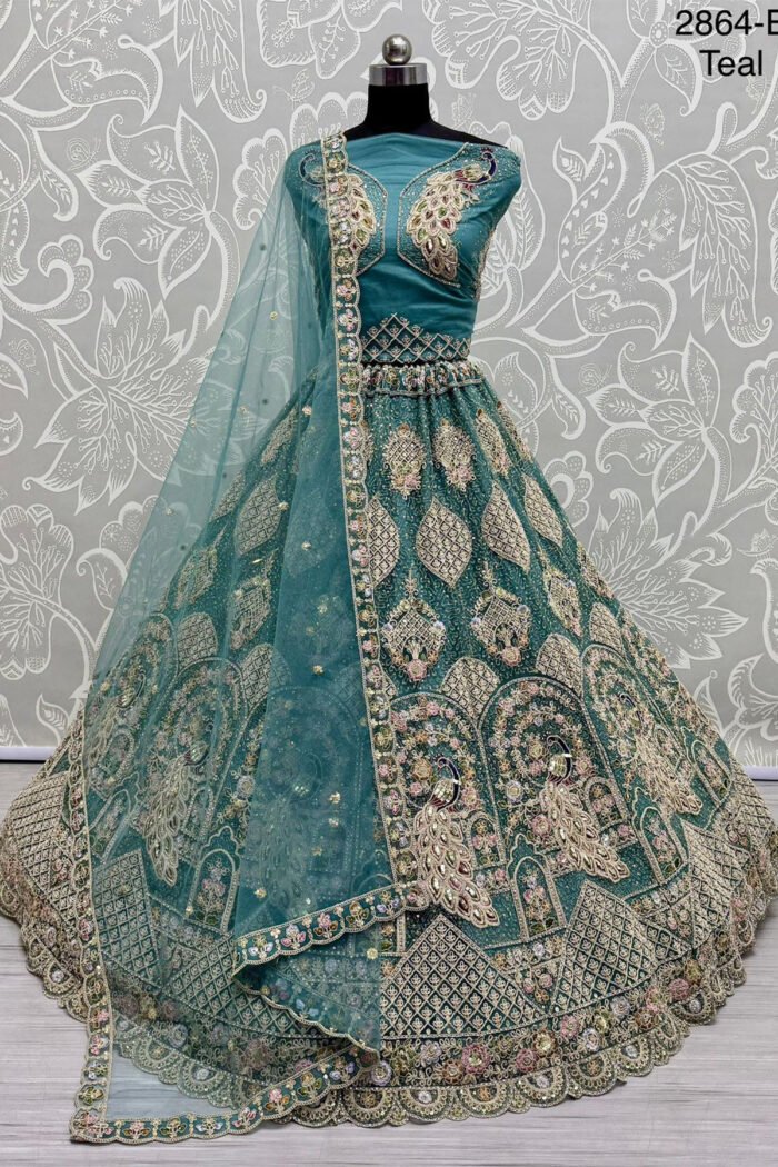 Dori Embroidery Peacock Pattern With Sequins Work Designer Partywear Lehenga choli - Image 2