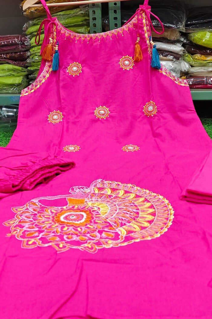 Pure Cotton Suit With Fine Thread Embroidery Work - Image 5