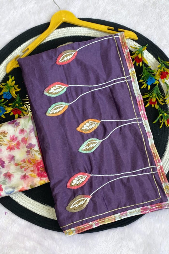 Party Wear Moti Handwork Jacquard Border Saree Collection - Image 8