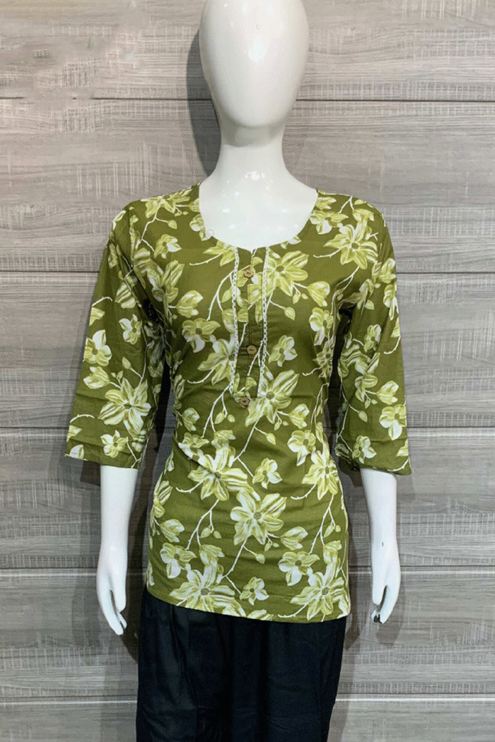 Jaipuri Cotton Short Kurti Printed Set - Image 3