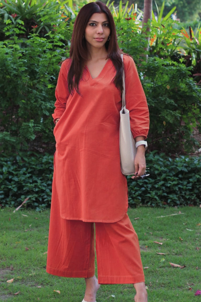 Cotton Slub Solid Kurta Cord Set Collection - Image 2