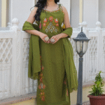 Designer Premium Cotton Designer Embroidered Wholesale Kurti Set