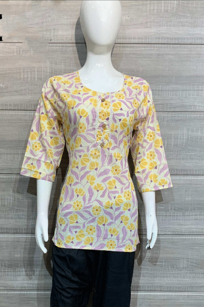 Jaipuri Cotton Short Kurti Printed Set - Image 11