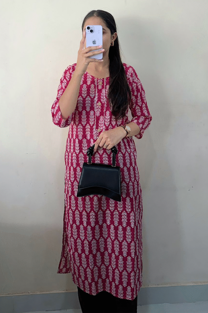 Daily Wear Long Cotton Kurti With Print Work Collection - Image 13