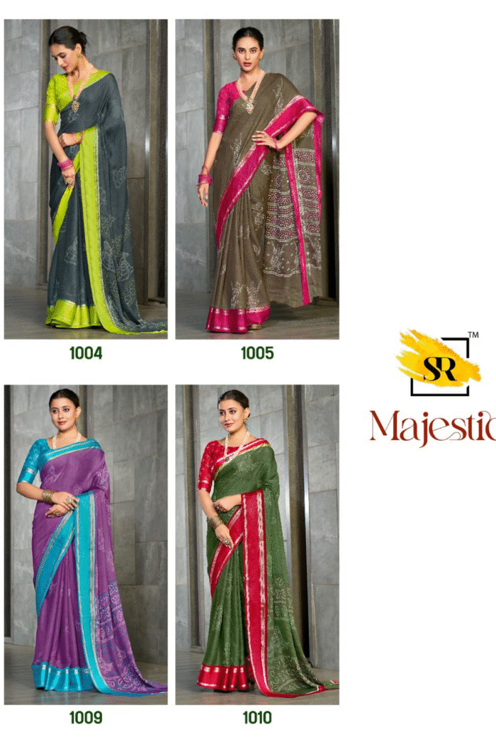 Bamber Georgette Printed Saree With Weaving Border - Image 11