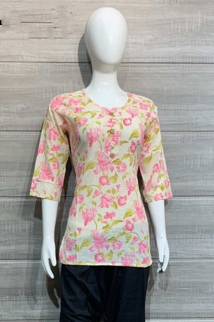 Jaipuri Cotton Short Kurti Printed Set - Image 15