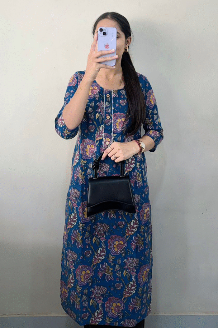 Daily Wear Long Cotton Kurti With Print Work Collection - Image 9
