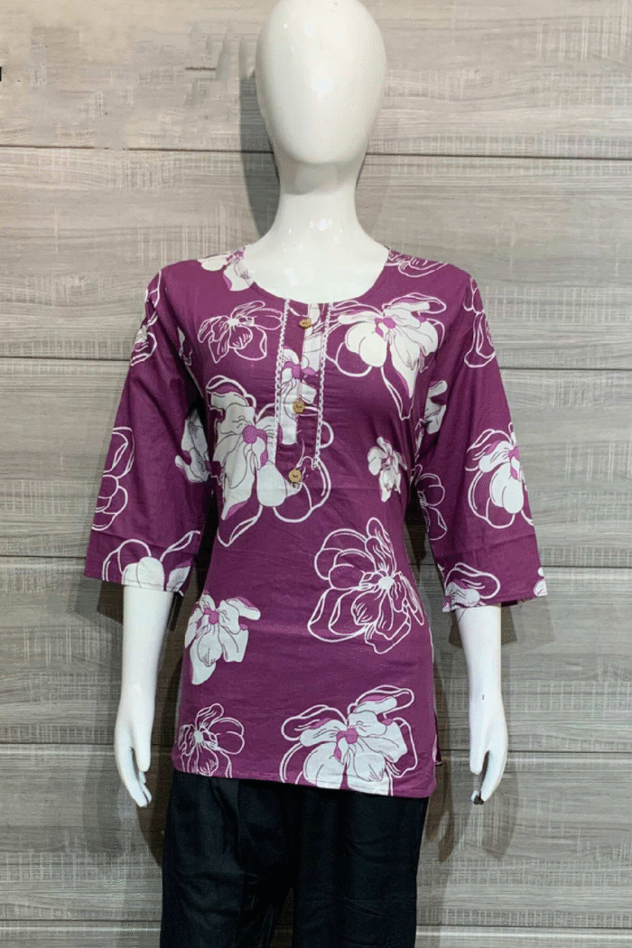 Jaipuri Cotton Short Kurti Printed Set - Image 17