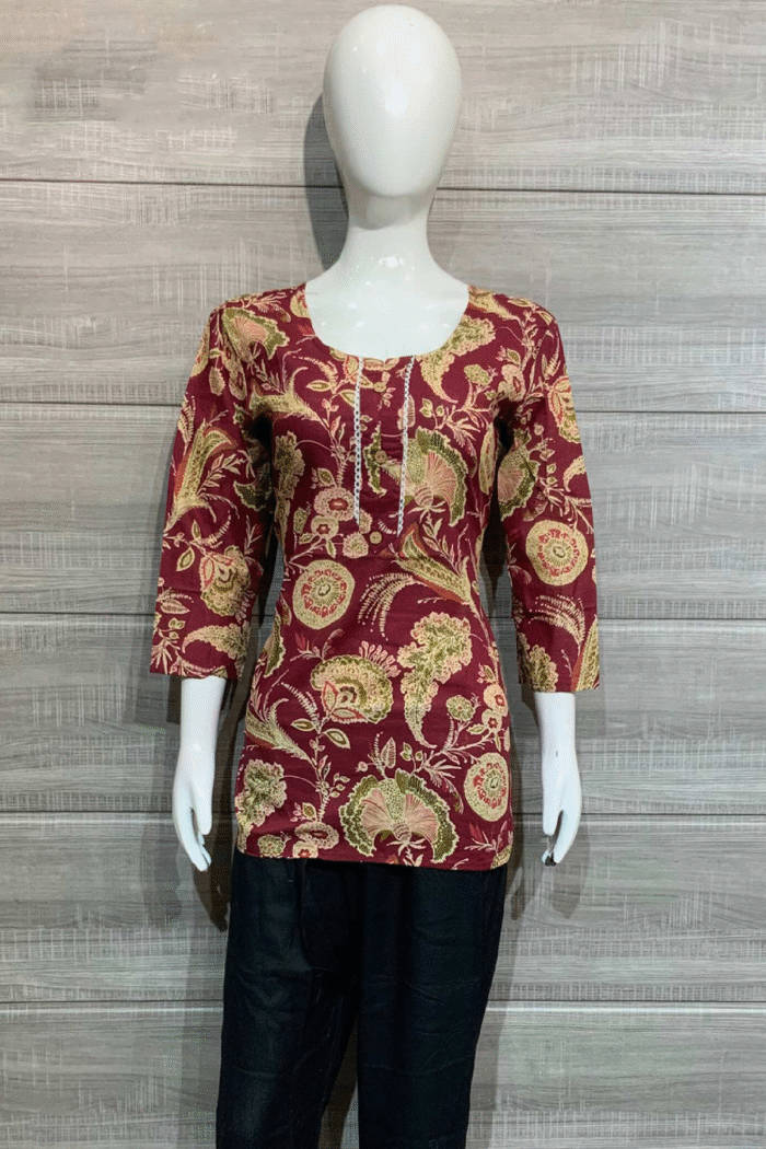 Jaipuri Cotton Short Kurti Printed Set - Image 4