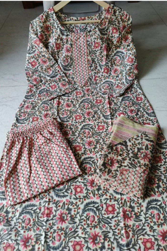 Cotton Pant Set Printed Work Plus Size - Image 3