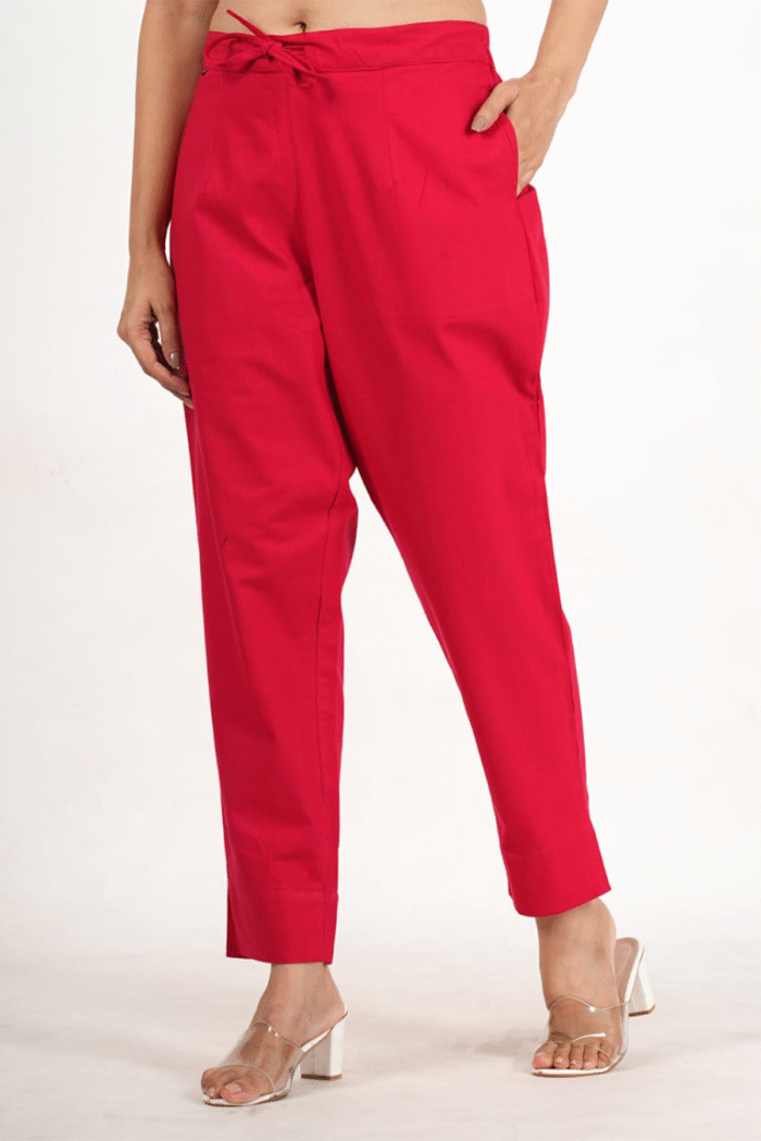 Cotton Solid Pants With Pocket - Image 2