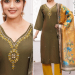 Party Wear Roman Silk Kurti Pant Set Wholesale Collection