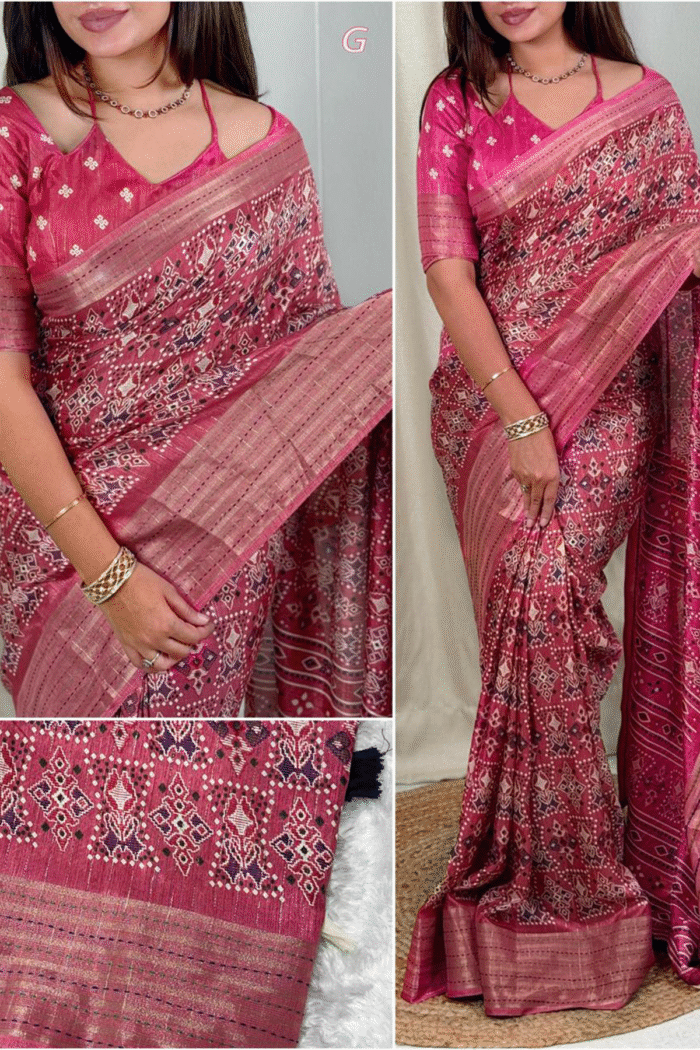 Maheshwari Cotton With Ricco Zari & Print Work Wholesale Saree - Image 3