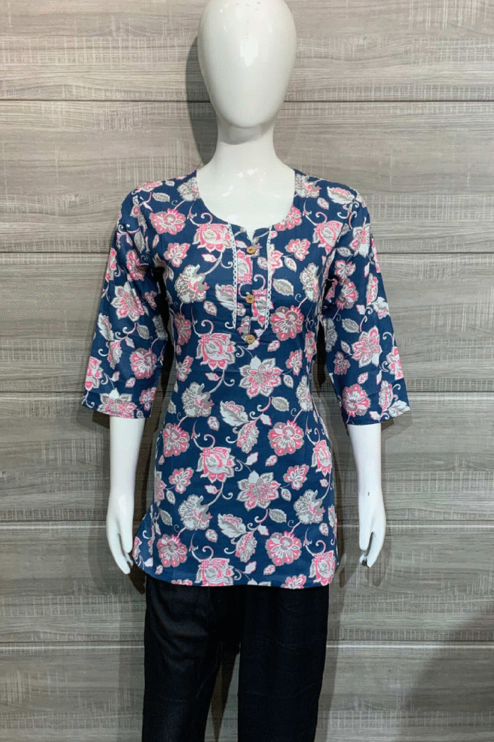 Jaipuri Cotton Short Kurti Printed Set - Image 20