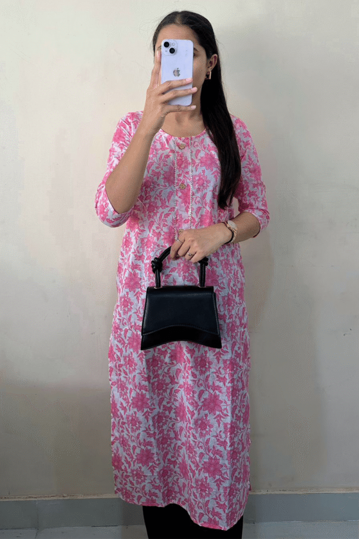 Daily Wear Long Cotton Kurti With Print Work Collection - Image 3