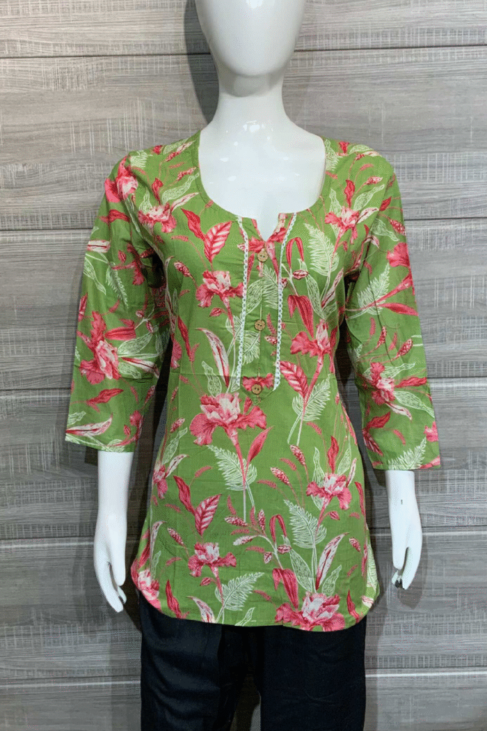 Jaipuri Cotton Short Kurti Printed Set - Image 23