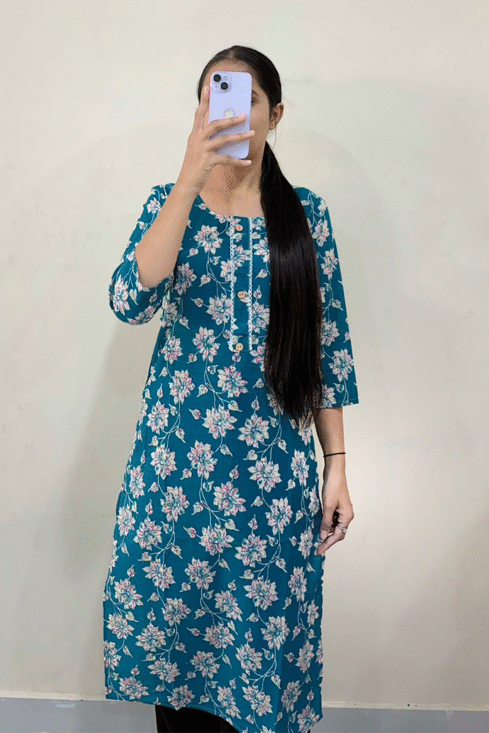 Daily Wear Long Cotton Kurti With Print Work Collection - Image 2