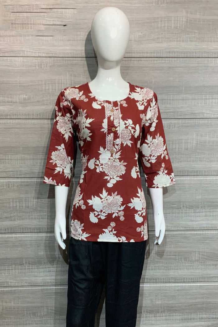 Jaipuri Cotton Short Kurti Printed Set - Image 2