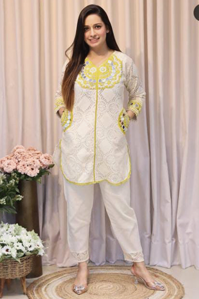 Cotton Shiffle Cord Set With Beautiful Embroidery Set - Image 3