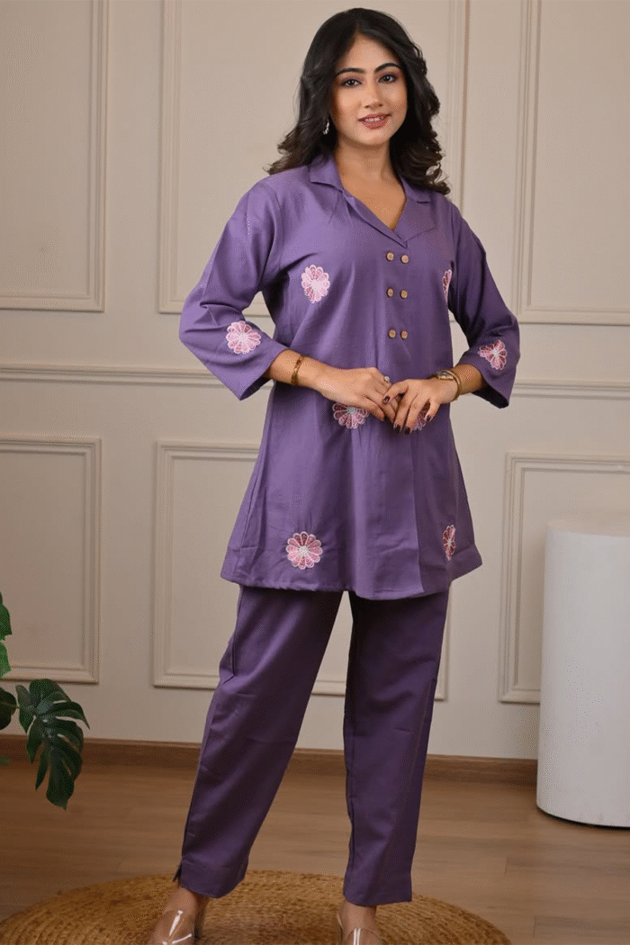 Cotton Slub Cord Set Printed Work Wholesale Collection - Image 3